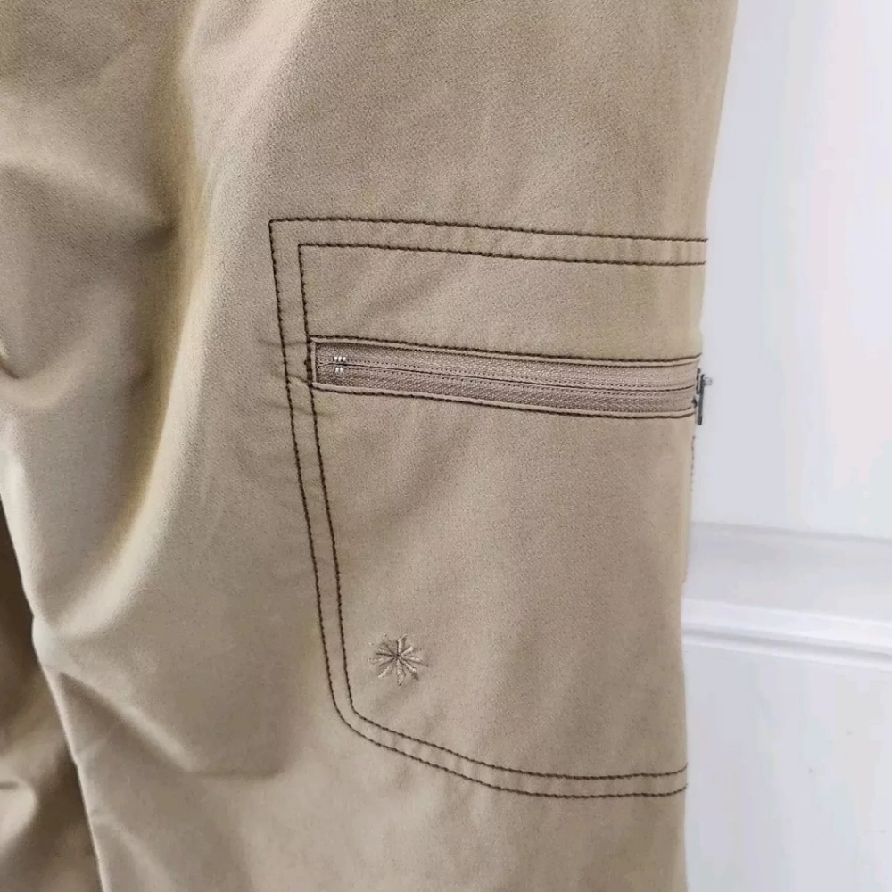 Athleta Adjustable Waist 45274 Tan Side Zipper Pocket Wide Leg Womens Size 4 - Picture 7 of 10